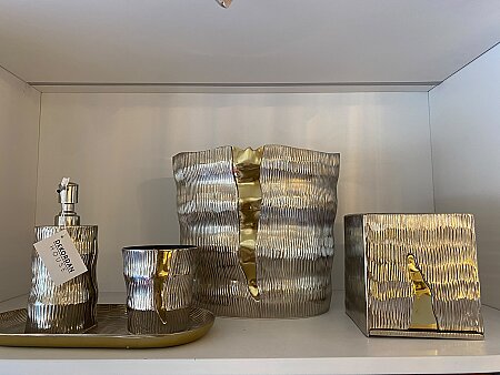 5 Parça Silver Gold Detaylı Banyo Seti